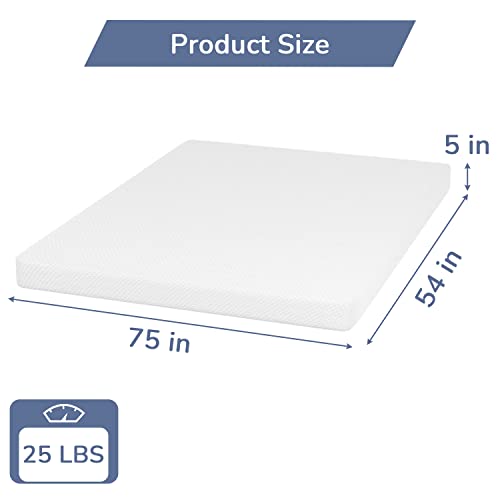 Image of PayLessHere 5 Inch Full Green Tea Memory Foam Mattress Cooling Gel Infused Mattress,Medium Firm Mattresses Fiberglass Free /CertiPUR-US Certified /Bed-in-a-Box /Pressure Relieving Full Size,White