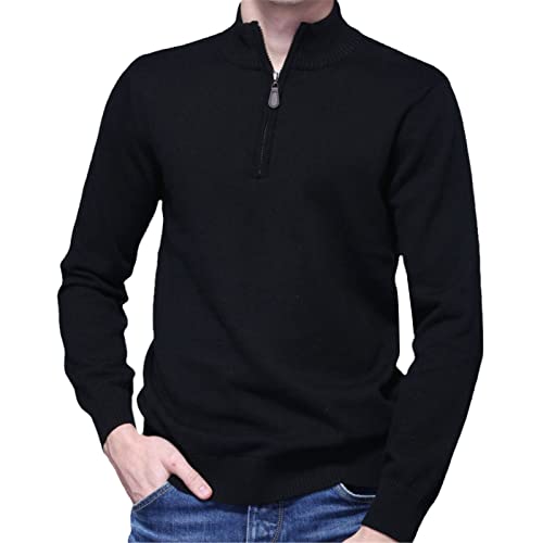 Pull épais pour homme en coton tricoté col camionneur zippé vêtement automne XL