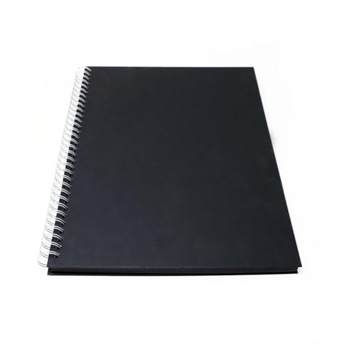 Artway Studio - Spiral Bound A3 Black Card Sketchbook - Portrait - 60 Sides/30 Pages of Recycled 270gsm Black Card - Hardback