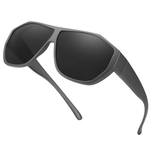 Siphew Gafas De Sol Polarizadas Fit Over Para Hombre Y Mujer, Gafas De Sol De Gran Tamaño Con Protección Uv400, Gris Mate Gris Siphew Gafas De Sol Polarizadas Fit Over Para Hombre Y Mujer, Gafas De Sol De Gran Tamaño Con Protección Uv400, Gris Mate Gris