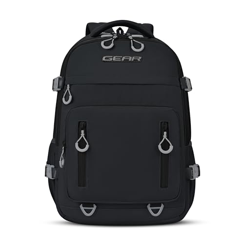 Image of Gear Street Style 19 inch /38L Large Water Resistant School Bag | Casual Backpack | Daypack | Travel Backpack | Kids Bag for Boys /Girls (Black - Black)