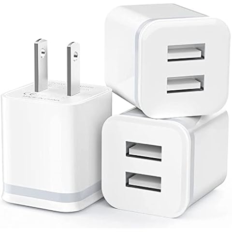 USB Wall Charger, LUOATIP 3-Pack 2.1A/5V Dual Port USB Cube Power Adapter Charger Plug Block Charging Box Brick for iPhone 13 12 11 Pro Max SE XS XR X 8 7 6 6S Plus, Galaxy, LG, Moto, Android Phones Cover