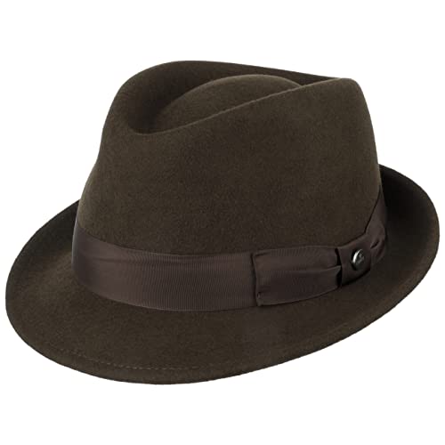 Lierys Classic Wool Trilby Mujer/Hombre - Sombrero de Fieltro de Lana - Fedora Verano/Invierno - Sombrero de Exteriores Impermeable - Sombrero de Lluvia Plegable - Fedora marrón Oscuro M (56-57 cm)