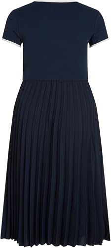 Tommy Hilfiger Damen Kleid Contrast Soft Fit & Flare, Blau (Dark Night Navy), 48 – Ansicht 5