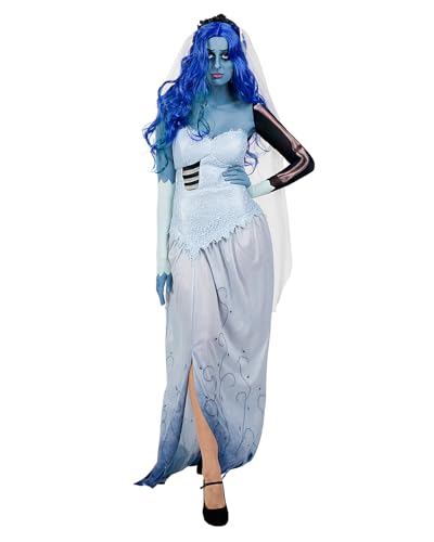 Funidelia Disfraz Oficial de La Novia Cadáver para mujer, Incluye vestido, tiara con velo, manga y manguitos - Traje para adultos para fiestas, Carnaval y Halloween - Talla L
