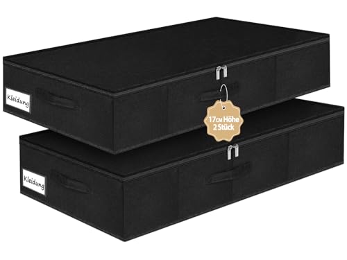 JUPELI Aufbewahrungsbox mit Deckel, 2 Stück Bettkasten Aufbewahrung,...