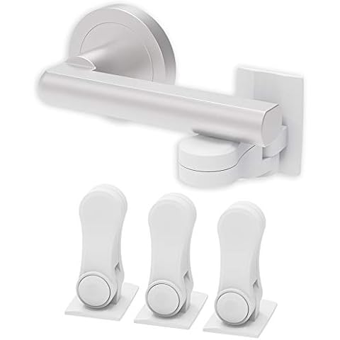 Inaya Child Proof Door Lever Lock - Door Handle Lock - 3M Adhesive - Minimalist Design - No Drilling Child Safety Door Handle Locks (3 Pack) Cover