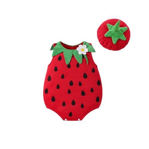 Baby Halloween Costumes Avocado/Duck/Strawberry Outfit(Strawberry,3-6M)