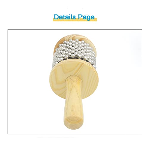 Elitty Wooden Cabasa Classical Hand Shaker Percussion Instrument Metal Beaded Chain Latin Percussion Instrument Including 2 Pieces Wooden Handles Bells And 1Pieces Wooden Cabasa (Size : Large) #TOP5