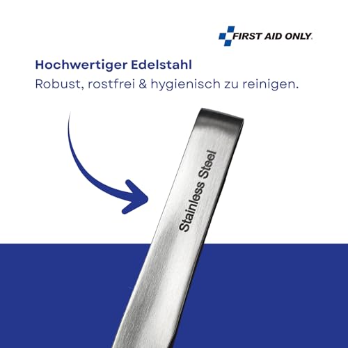 First Aid Only Splitterpinzette nach Feilchenfeld 9 cm | Spitze Pinzette aus Edelstahl | Robust & hygienisch | Für Klinik, Praxis & Erste-Hilfe | 96025H