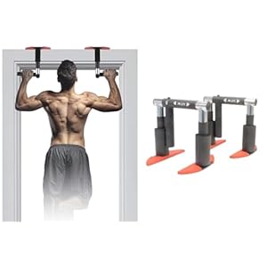HealthKNOCKS Portable PULL UP BAR | NO SCREW doorway crossgrip Pull Up Bar | Adjustable Door Frame Pull Up Bar Handles for work from home fitness | 250lbs capacity