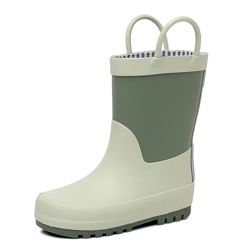 RAINANGEL Toddler Rain Boots with Easy-On Handles, Waterproof, Premium Natural Rubber, Lightweight, Flexible with Traction for Kids