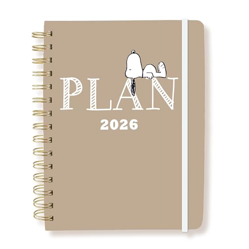 18 Month Planner/Calendar by Graphique July 2025 Dec. 2026 Peanuts Plan Hardbound Spiral Planner Monthly Tabs Holidays Reminder Stickers 6 x 8