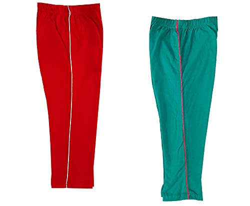 Image of indi weaves Girls Cotton Solid Capri 3 /4th Leggings (Pack of 2)