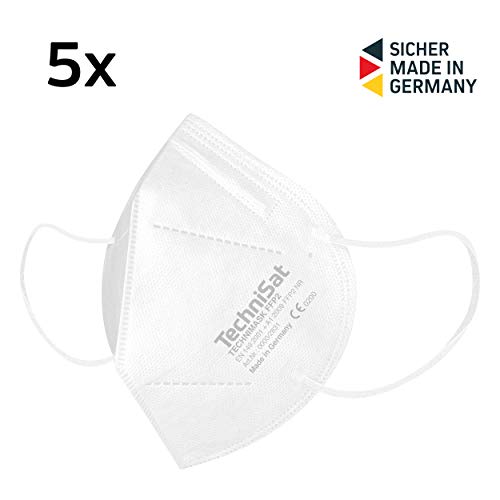 TechniSat TECHNIMASK FFP2 Maske - (Mund- und Nasen-Bedeckung, dermatologisch getestet, 5-lagige Einweg-Maske aus hochwertigem Vlies - Gesichtsmasken Made in Germany), 5 Stück – Bild 3