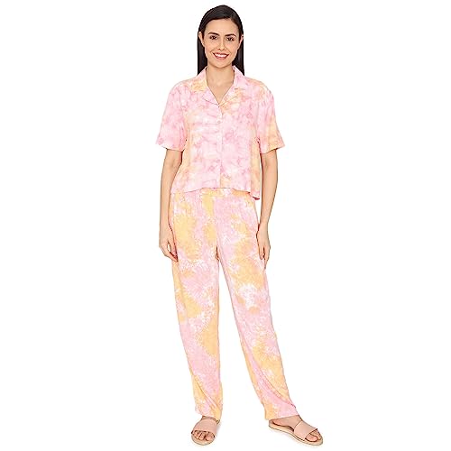 Image of Zivame Basics Knit Cotton Pyjama Set for Women - Medieval Blue