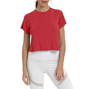 Mippo Workout Crop Tops for Women Short Sleeve Yoga Shirts Athletic Running Cropped Tank Tops