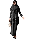 ODIZLI Muslim Dress For Women Long Sleeve Shirt Blouse Top and Skirt Abaya Dress For Women Dubai Kaftan Dubai Turkish Prayer Dress For Women Muslim Eid Ramadan Sets Black XL