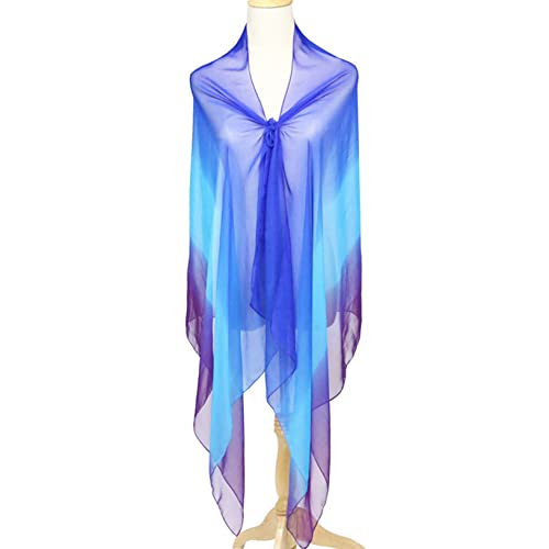 Soft Gradient Color Scarf Women Foulard Long Shawl Chiffon Dance Wraps Summer Bandana Elegant Hijab,Navy Blue4