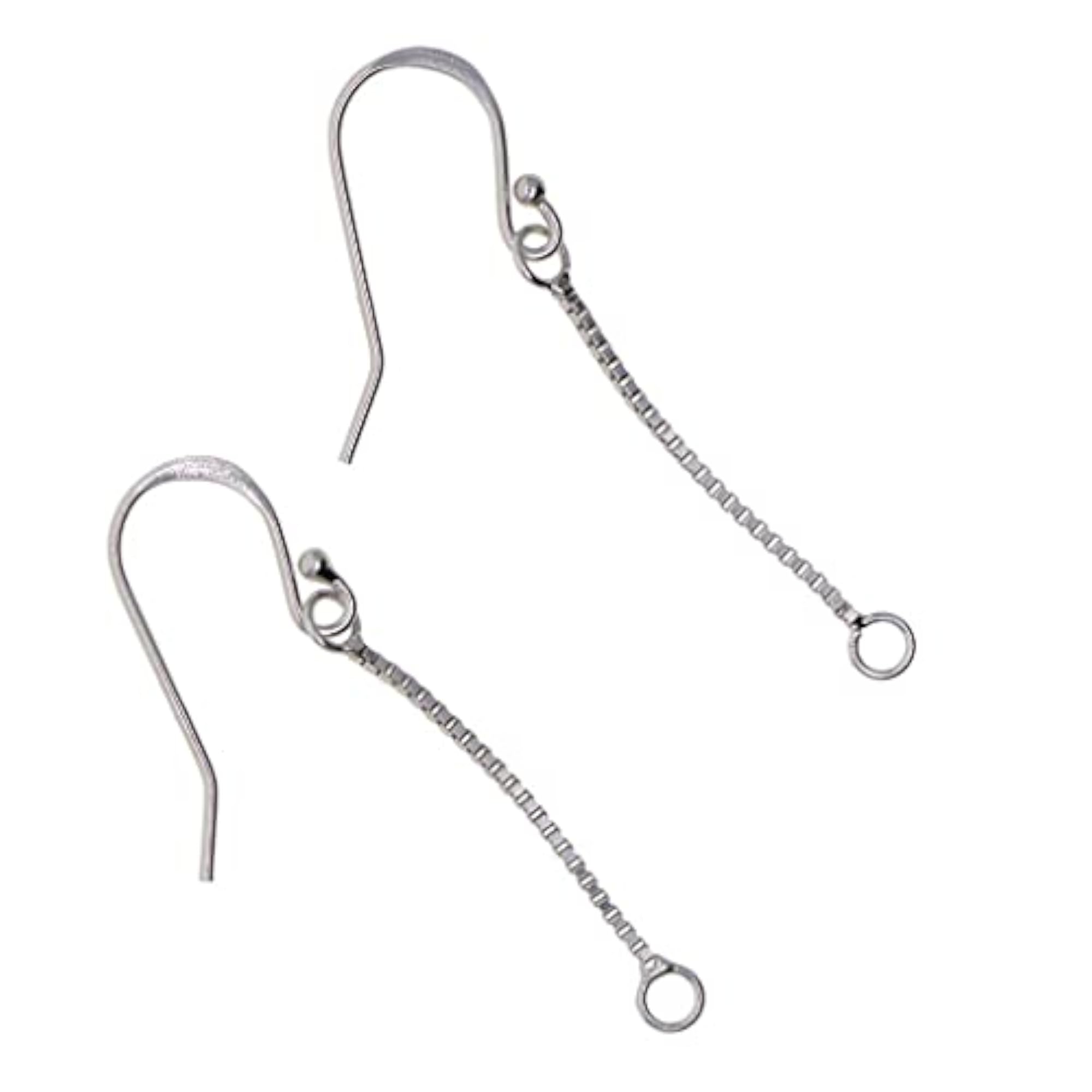 5 Pairs 925 Sterling Silver Hook Ear Wire with Chain for Jewelry Making