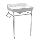 Whitehaus Collection WHV024-L33-3H-C Victorian Style Bath Console Sink with Interchangeable Towel Bar and Backsplash