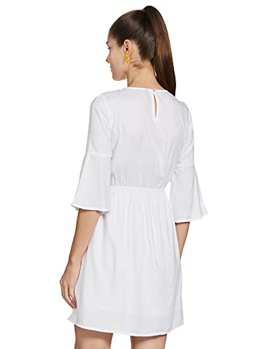 Image of Easybuy Women's Crepe A-Line Below The Knee Casual Dress (AU21SR11LS White M)