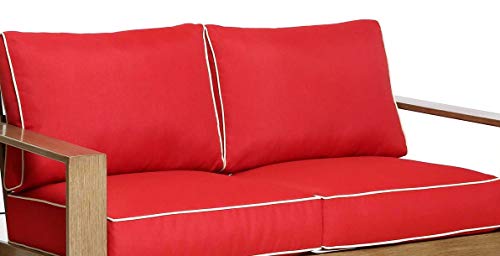 Creative Living Patio Furniture Red-2Cushion All-Weather Outdoor Deep Seat Loveseat Cushions, Red