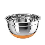Fackelmann Soft Bowl Antideslizante 20 cm, Bol de Acero Inoxidable con Base de Silicona Naranja, Cuenco de Acero Inox Ideal para Mezclar, Batir y Servir Ensaladas, Apto para Lavavajillas
