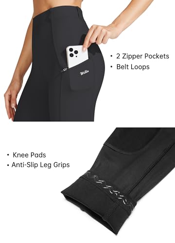Willit WILLITAOB0150808320WA Women'S Horse Riding Pants Knee-Patch Equestrian Breeches Horseback Schooling Tights Zipper Pockets Black M thumb #2