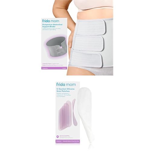 Frida Mom Belly Binder Postpartum Recovery + C-Section Silicone Strips, C-Section Recovery Must Have Bundle