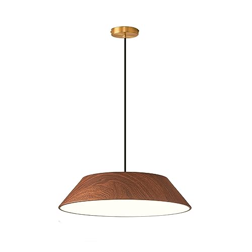 Lustre décoratif minimaliste rond en fer avec motif en bois pour chambre