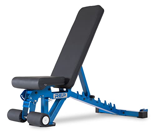 REP Foldable Incline Decline Bench | FID Platform for Home Gym | Compact Portable Fitness Stationary Equipment | Heavy Duty Strength Training | Adjustable Sit-up Dumbbell Workout Support, Matte Blue