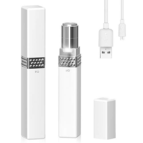 Facial Hair Remover for Women,USB Rechargeable Painless Hair Removal Trimmer with LED Light for Face,Chin,Armpit,Peach Fuzz?White?