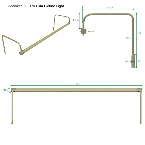 Cocoweb 30" Tru-Slim Led Picture Light In Antique Brass With Plug-In Adapter #TOP1