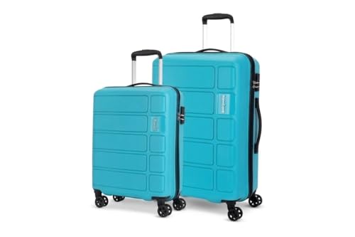 Image of Kamiliant by American Tourister 2 Pc Harrier Edge 8W Set 56 Cm & 68 Cm - Small & Medium Polypropylene(PP) Hardside 8 Wheels Spinner Luggage Set /Trolley Bag Set (Coral Blue)