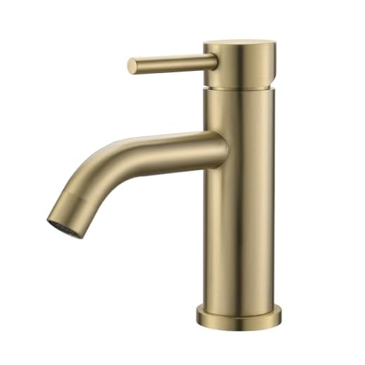 Ibergrif Waschtischarmatur Bad Gebürstetes Gold – Wasserhahn Einhebelmischer Mischbatterie mit 68 mm Auslauf, Warm- und Kaltwasser, Einfache Installation, Wassersparend, M11003Y