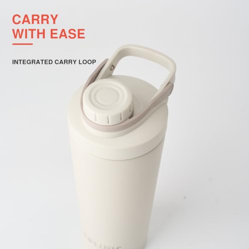 Image of Insulated Protein Shaker Bottle 24oz, Dishwasher Safe, Warm Gray