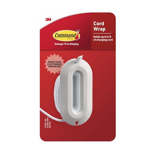 Command Cord Wrap 2 Units and 4 Medium Strips White 1 Unit Holds up to 6 ft of Charding Cord Great for Damage-Free Electronics Organization Under Desk or Wall Mount
