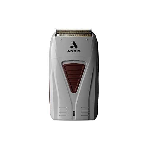 Andis 17260 TS-2 Pro Foil Lithium Titanium Foil Shaver, Cord/Cordless, Smooth Shaving Cordless Shaver with Charger, Light Grey with Burgundy