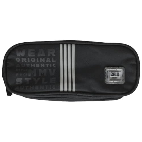 Estojo de Tecido, Clio Style Listras, 2 Zíperes, Preto - Clio