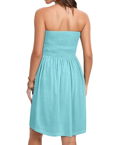 Image of elescat Summer Dresses for Women 2026 Strapless Casual Beach Cover Ups Tube Top Sundress