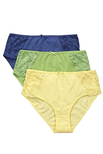 Ulla Popken Pack de 3 Bragas de Encaje Lateral Calzoncillo, Multicolor, 62 para Mujer Cover