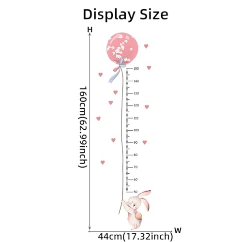 CULASIGN Kinder Höhe Diagramm Wandtattoo Messlatte, Abnehmbar DIY Hase Wandaufkleber Kinder, Wandbild Wandsticker für Kinderziemmer Dekoration (Pink)
