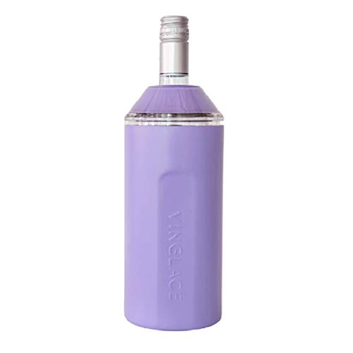 VinglacÃ© Wine Bottle Insulator | Stainless Steel | Double Walled | Vacuum Insulated | Tritan Plastic Adjustable Top | Keeps Wine & Champagne Cold for Hours | 10" x 11" x 12" | Lilac