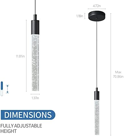 zhllmq Modern Kitchen Island Pendant Light Dimmable LED Black Mini Pendant Lighting Bedroom Bedside Table Small Pendant Lights（2-Pack） — view 2