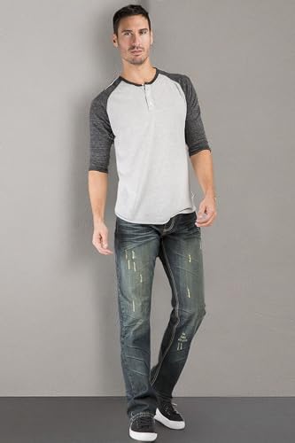 Level 7 Men's Relaxed Straight Premium Denim Jeans with Handcrafted Wash & Whiskering in Basic 5-Pocket Style 6