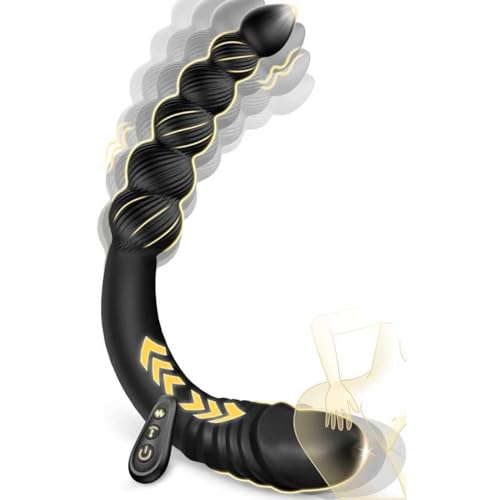 13.77 Thrusting Dildo Vibrator Anal Beads Curved G Spot Anal Dildo Butt Plug with 9 Vibrating & Thrusting Adult Anal Toys Women Sex Toys Remote Control Twin Explorer Play for All Experience Levels