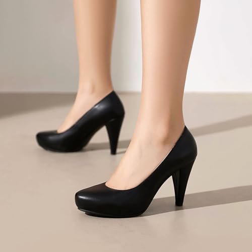 SHEMEE Stiletto Heels Women Pumps Slip On Round Toe Platform Shoe High Heeled Work Office Dress Elegant Court Shoes4