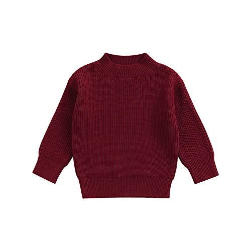 YINGISFITM Toddler Kids Baby Girl Boy Winter Sweater Solid Knitted Oversized Sweatshirt Long Sleeve Shirt Clothes Outfit