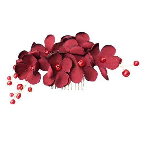 Beavorty Peinetas Para El Cabello De Boda Con Flores Rojas Accesorio Lateral Nupcial Ligero Para Novias Y Damas De Honor En Eventos Especiales